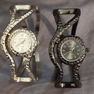 (2) Adorable Bangle Bracelet Style Watches, Both Run & Keep Time & New Batteries